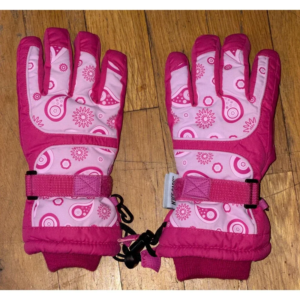 Girls Winter Gloves Pink 3M Thinsulate Insulated Snow Gloves Child L/XL
